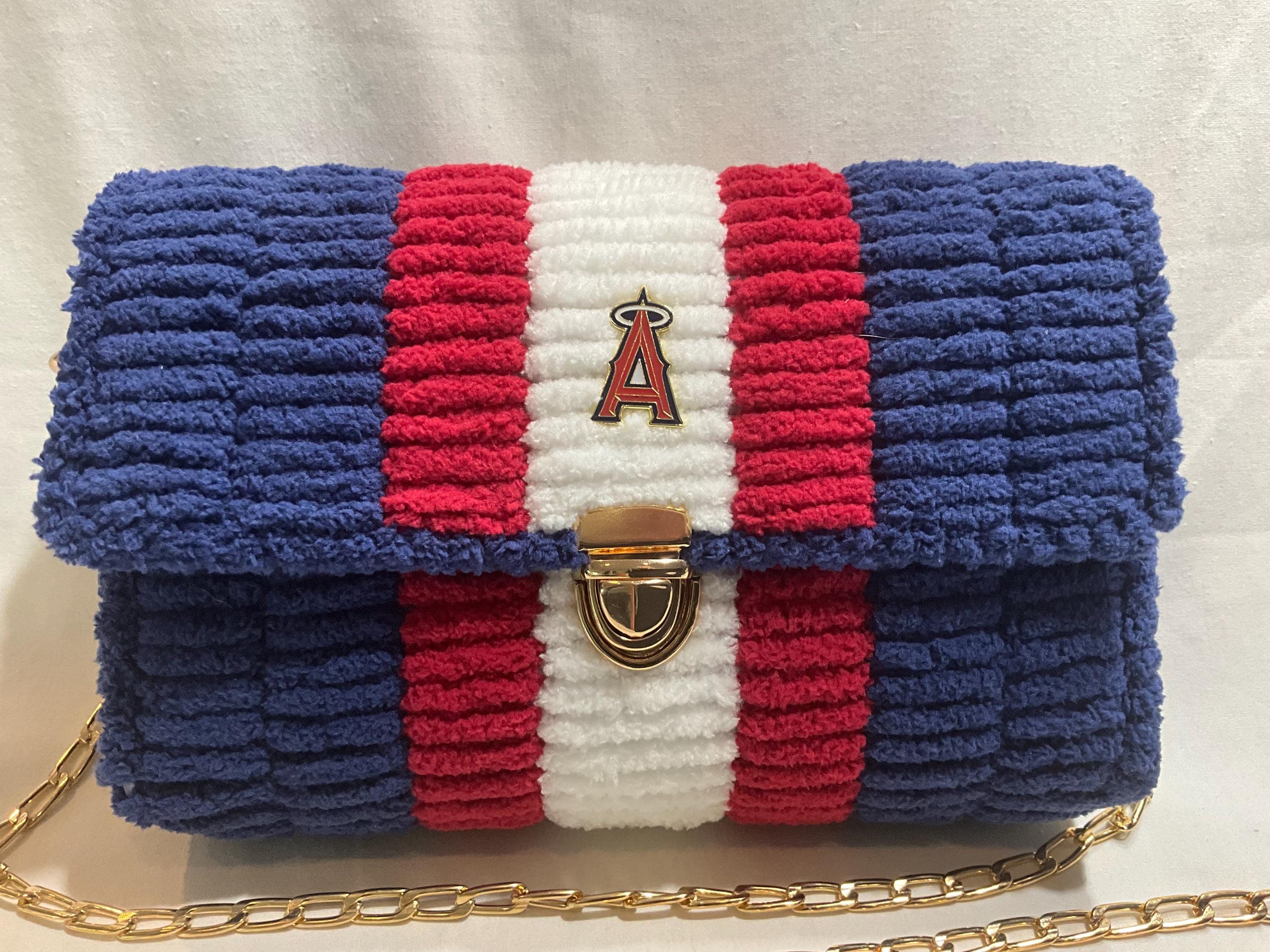 Los Angeles Angels Inspired Crossbody Purse – Handmade Crochet Fan Bag