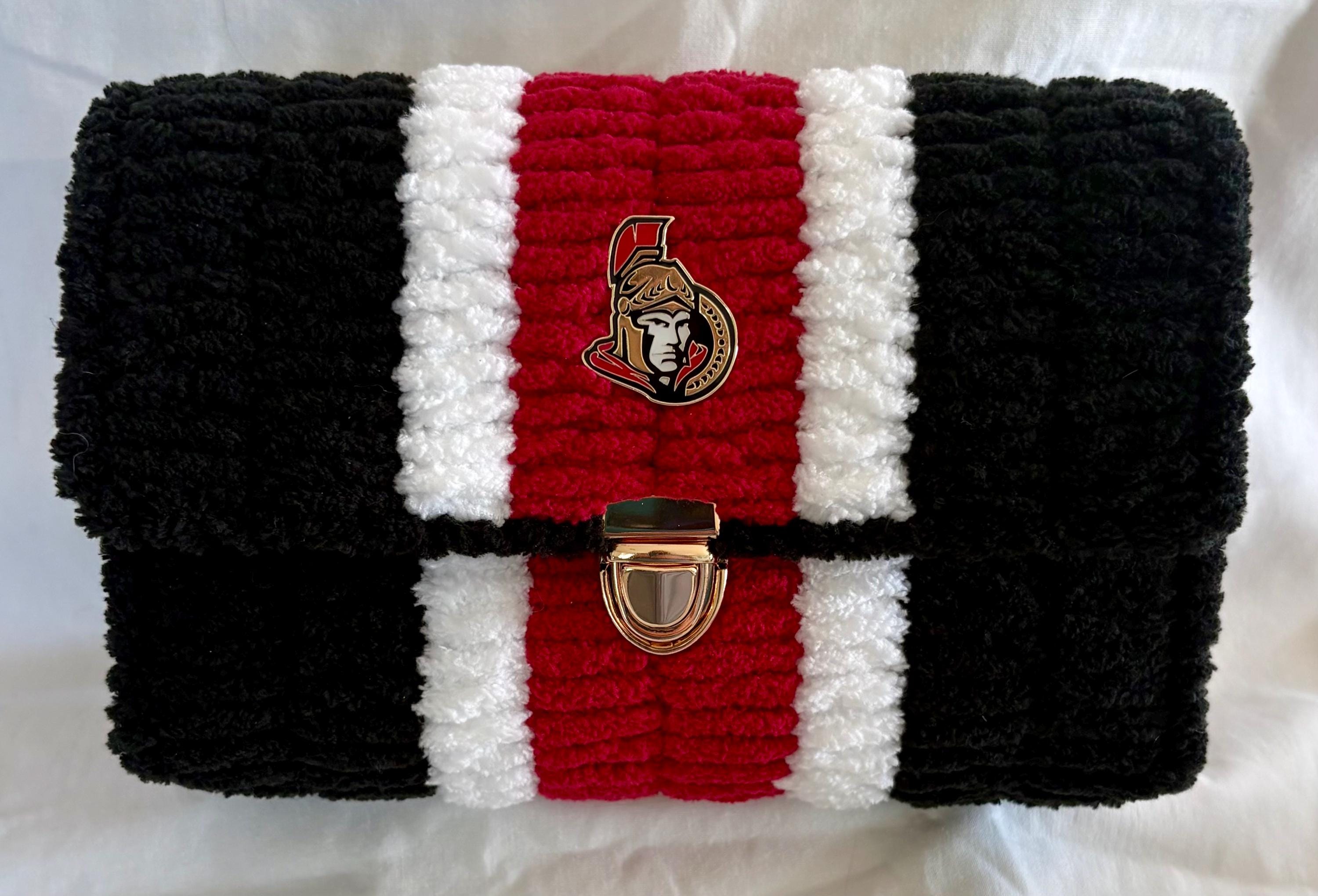 Ottawa Senators Inspired Crossbody Purse – Handmade Crochet Fan Bag