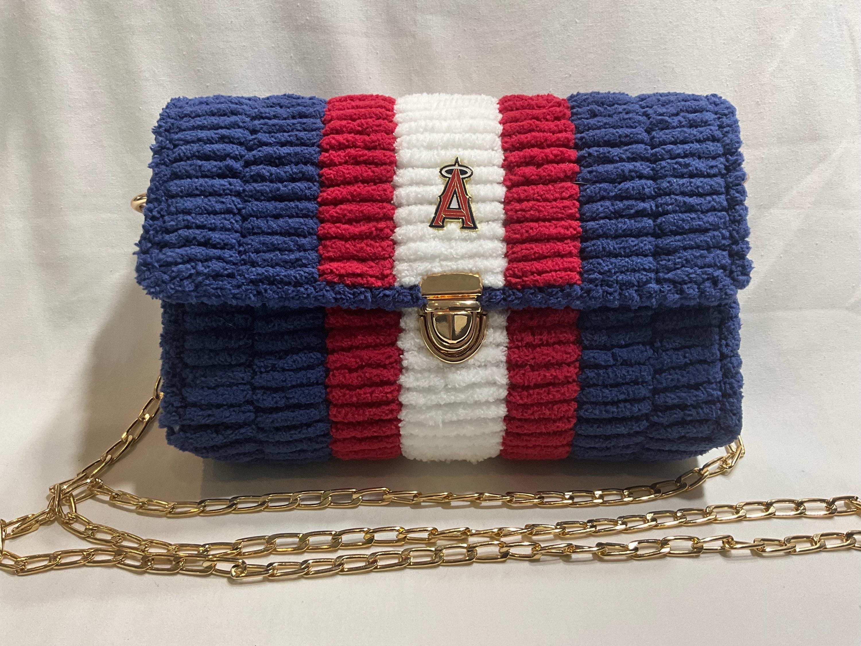 Los Angeles Angels Inspired Crossbody Purse – Handmade Crochet Fan Bag