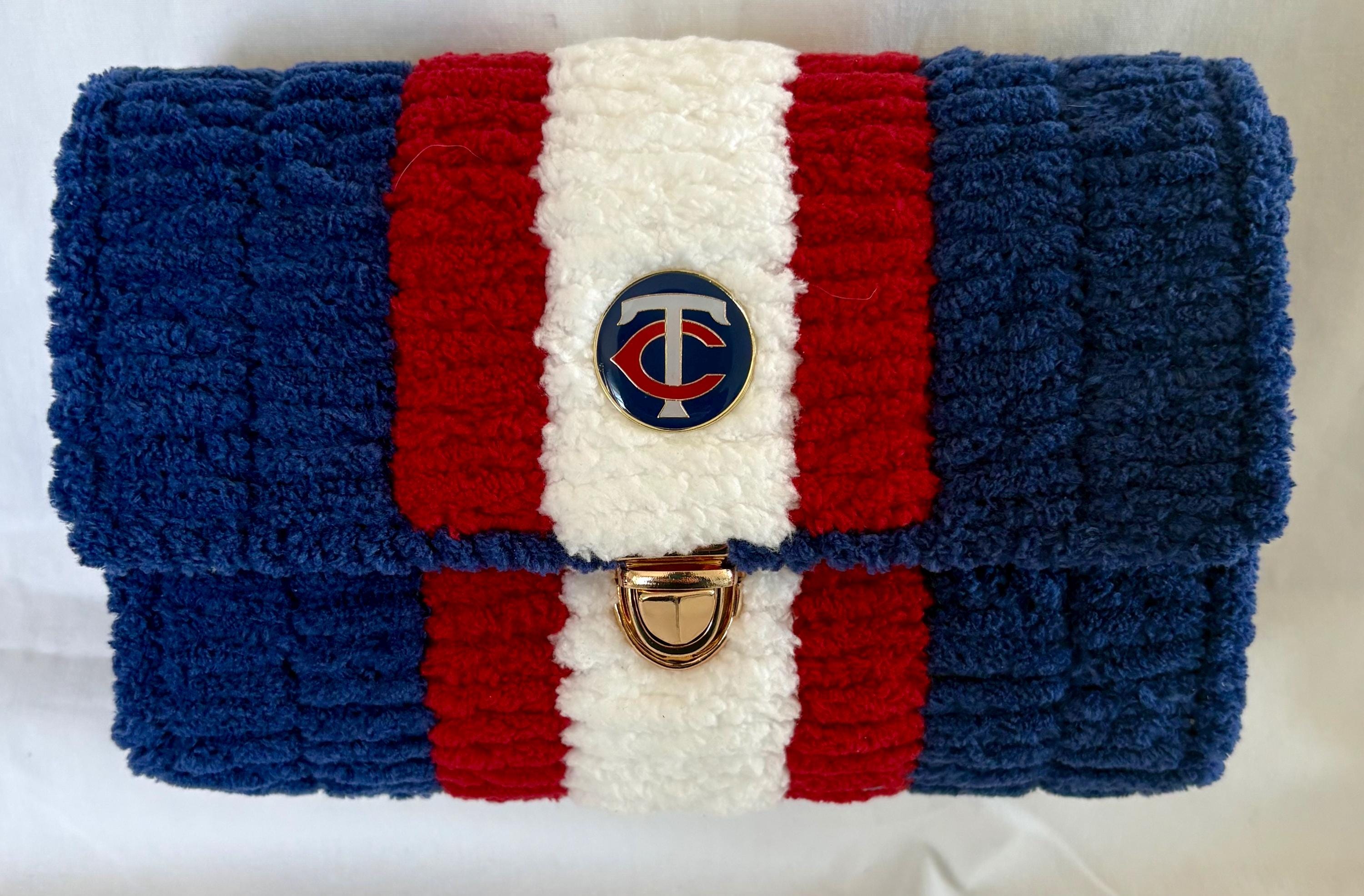 Minnesota Twins Inspired Crossbody Purse – Handmade Crochet Fan Bag