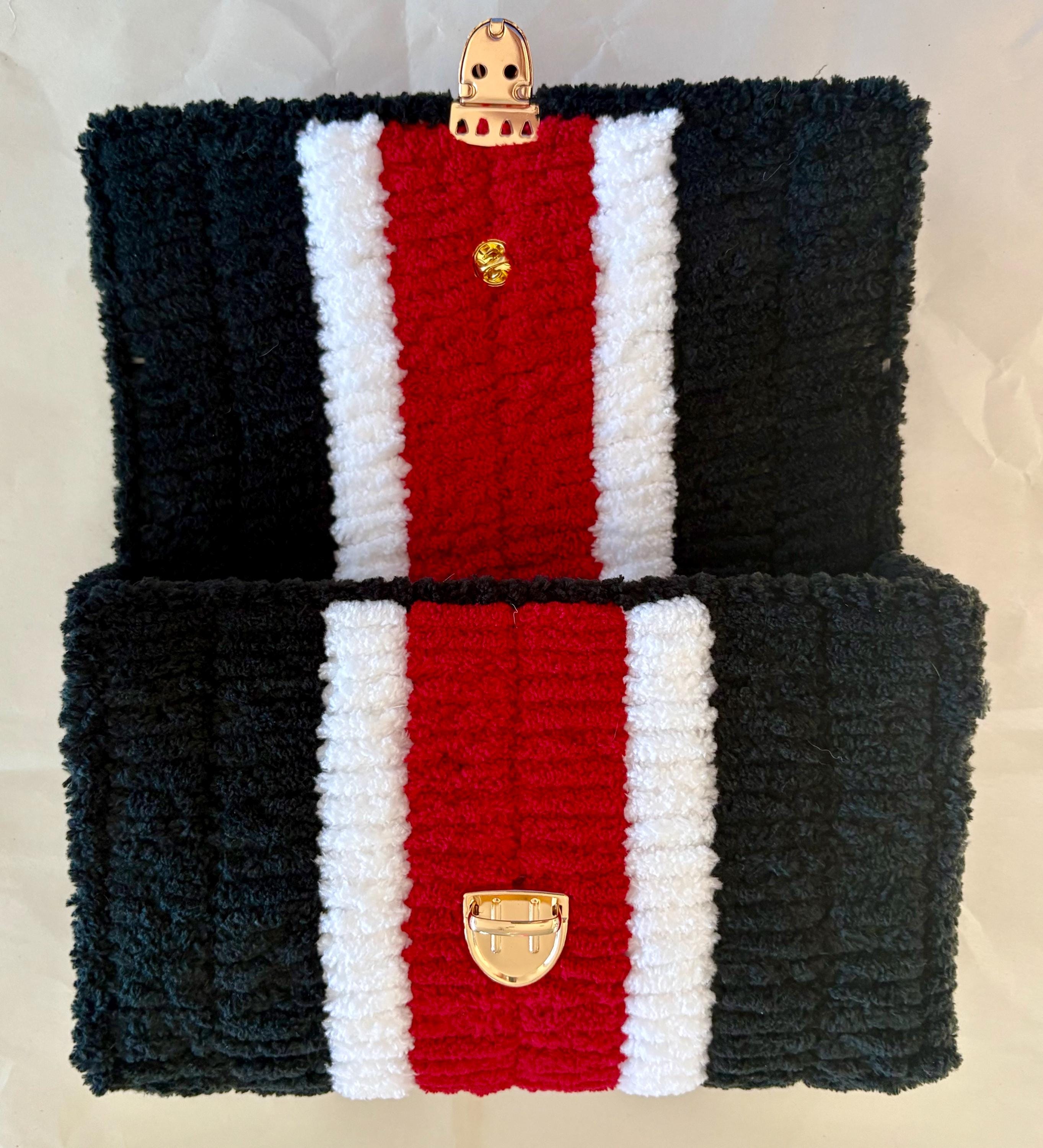 New Jersey Devils Inspired Crossbody Purse – Handmade Crochet Fan Bag