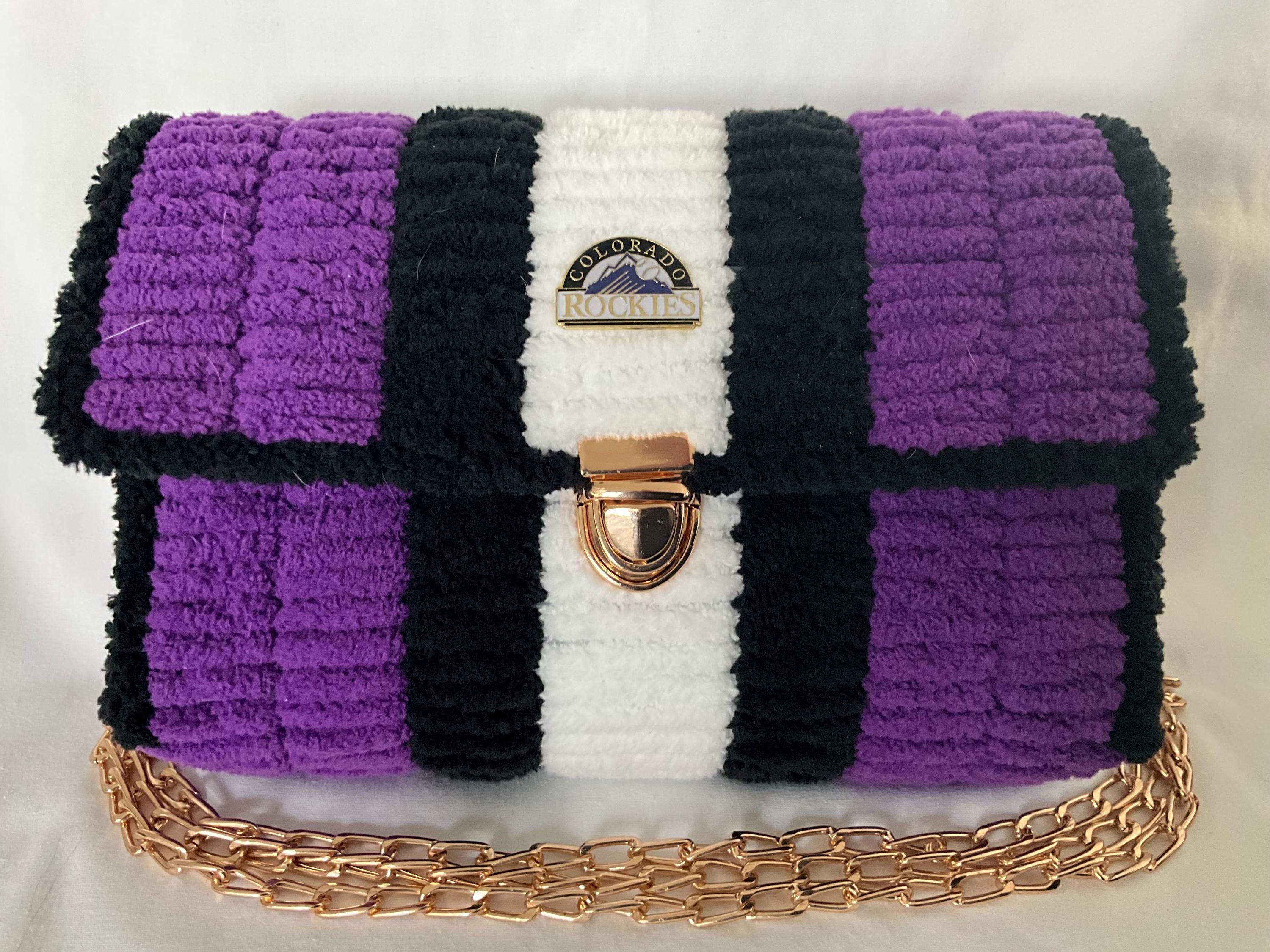 Colorado Rockies Inspired Crossbody Purse – Handmade Crochet Fan Bag