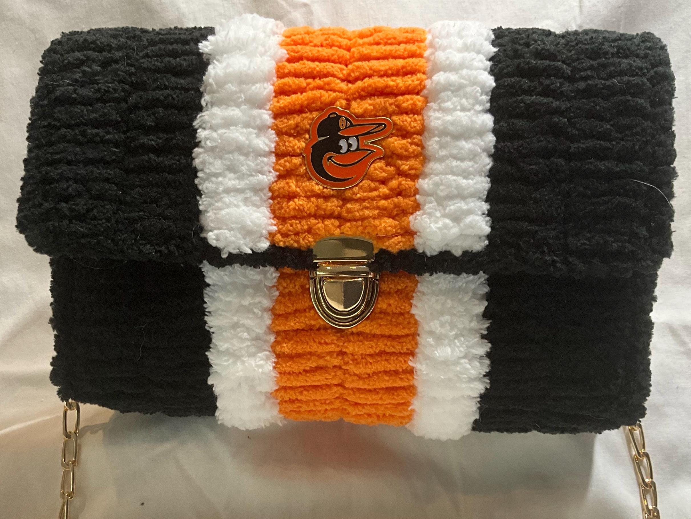 Baltimore Orioles Inspired Crossbody Purse – Handmade Crochet Fan Bag