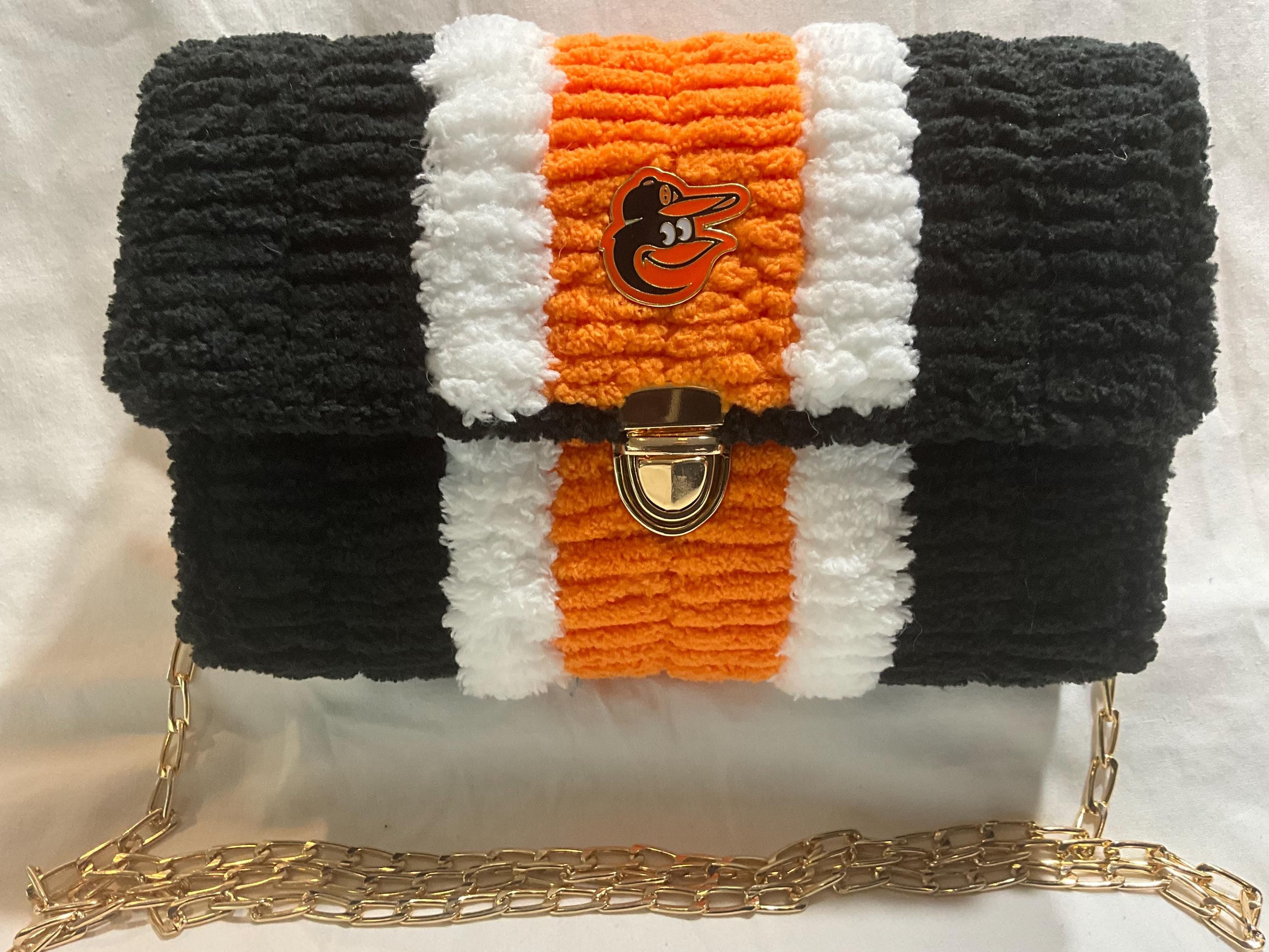 Baltimore Orioles Inspired Crossbody Purse – Handmade Crochet Fan Bag