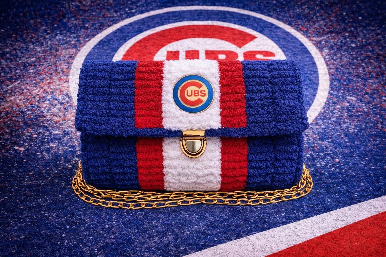 Chicago Cubs Inspired Crossbody Purse – Handmade Crochet Fan Bag