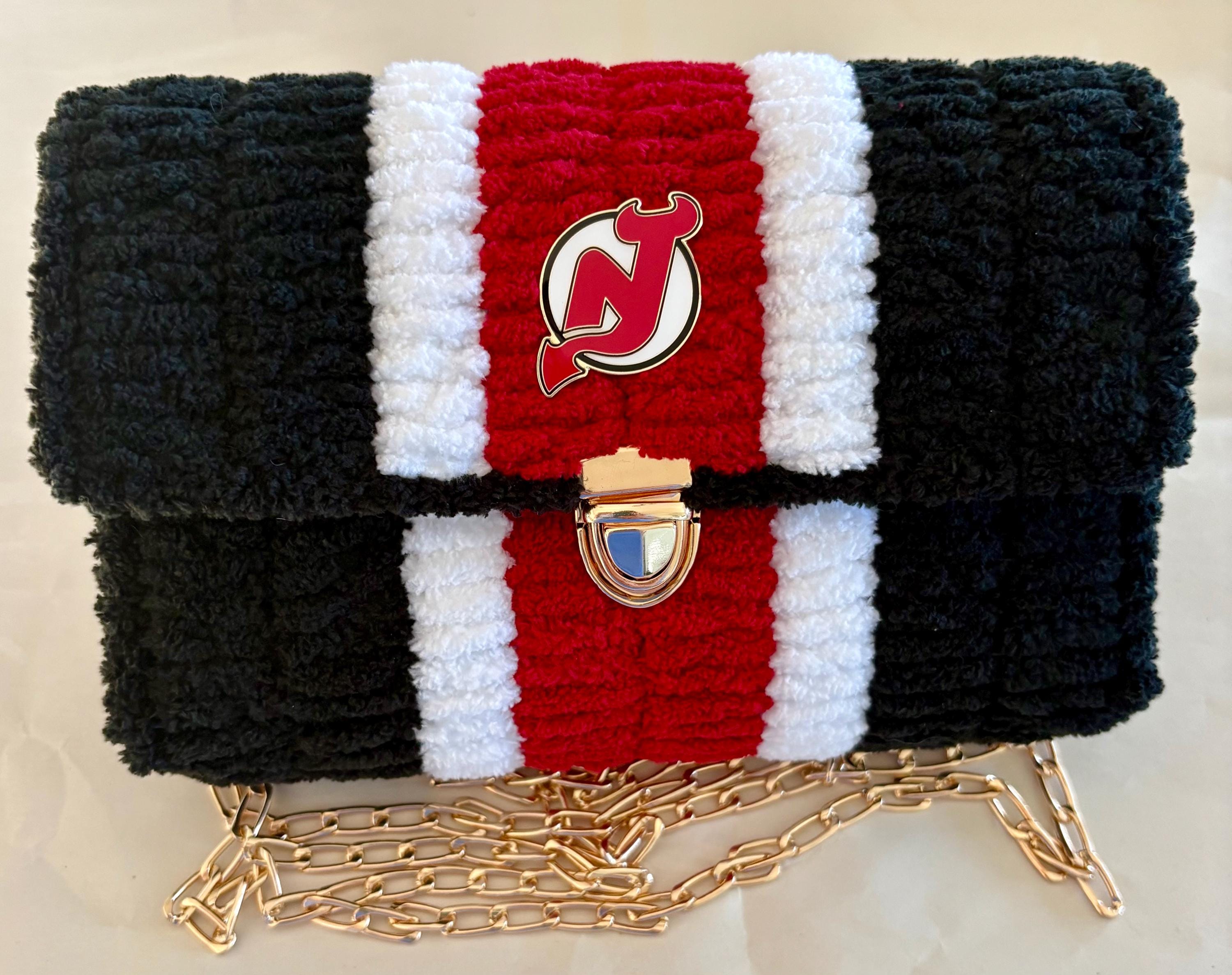 New Jersey Devils Inspired Crossbody Purse – Handmade Crochet Fan Bag