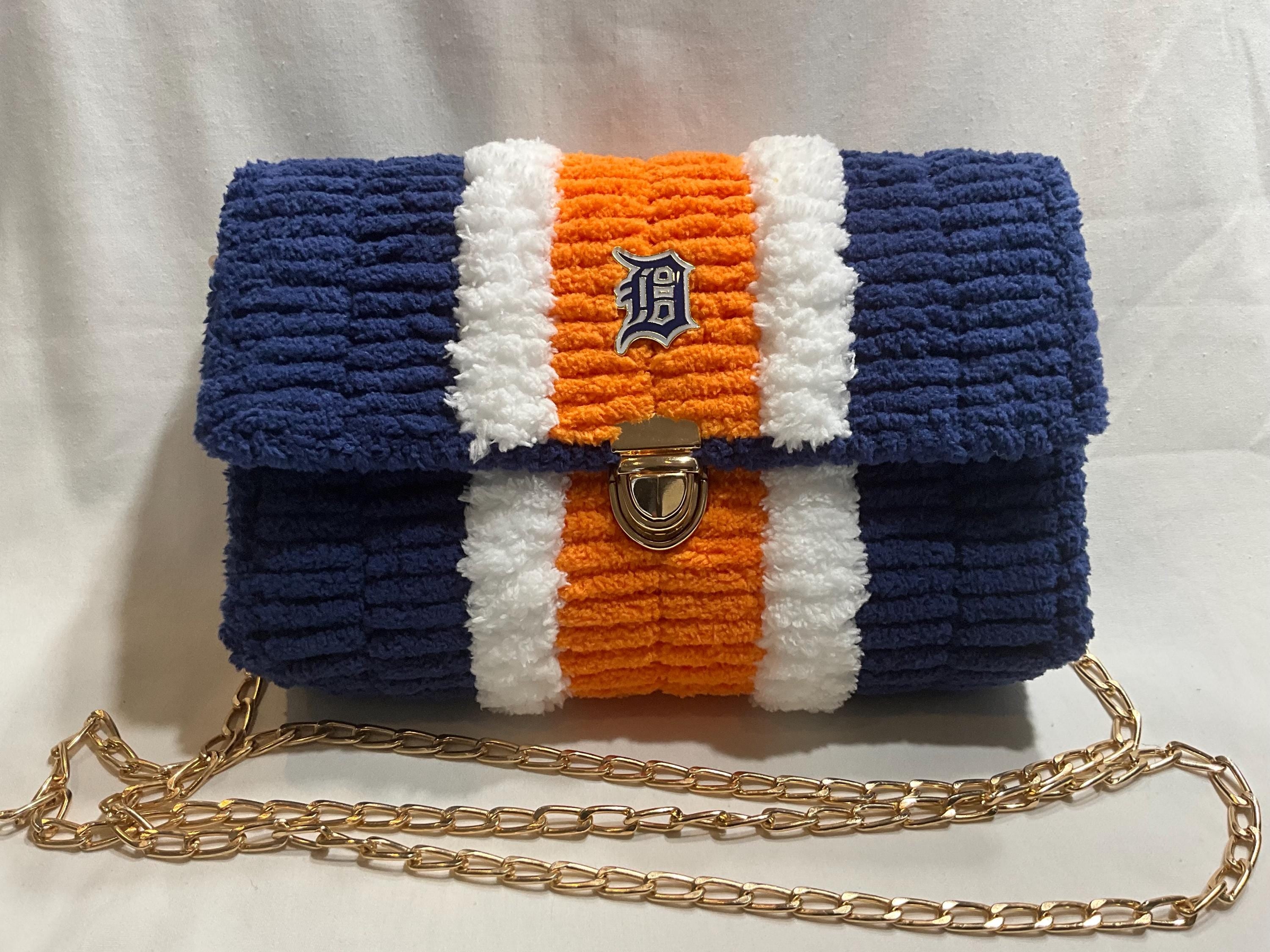 Detroit Tigers Inspired Crossbody Purse – Handmade Crochet Fan Bag