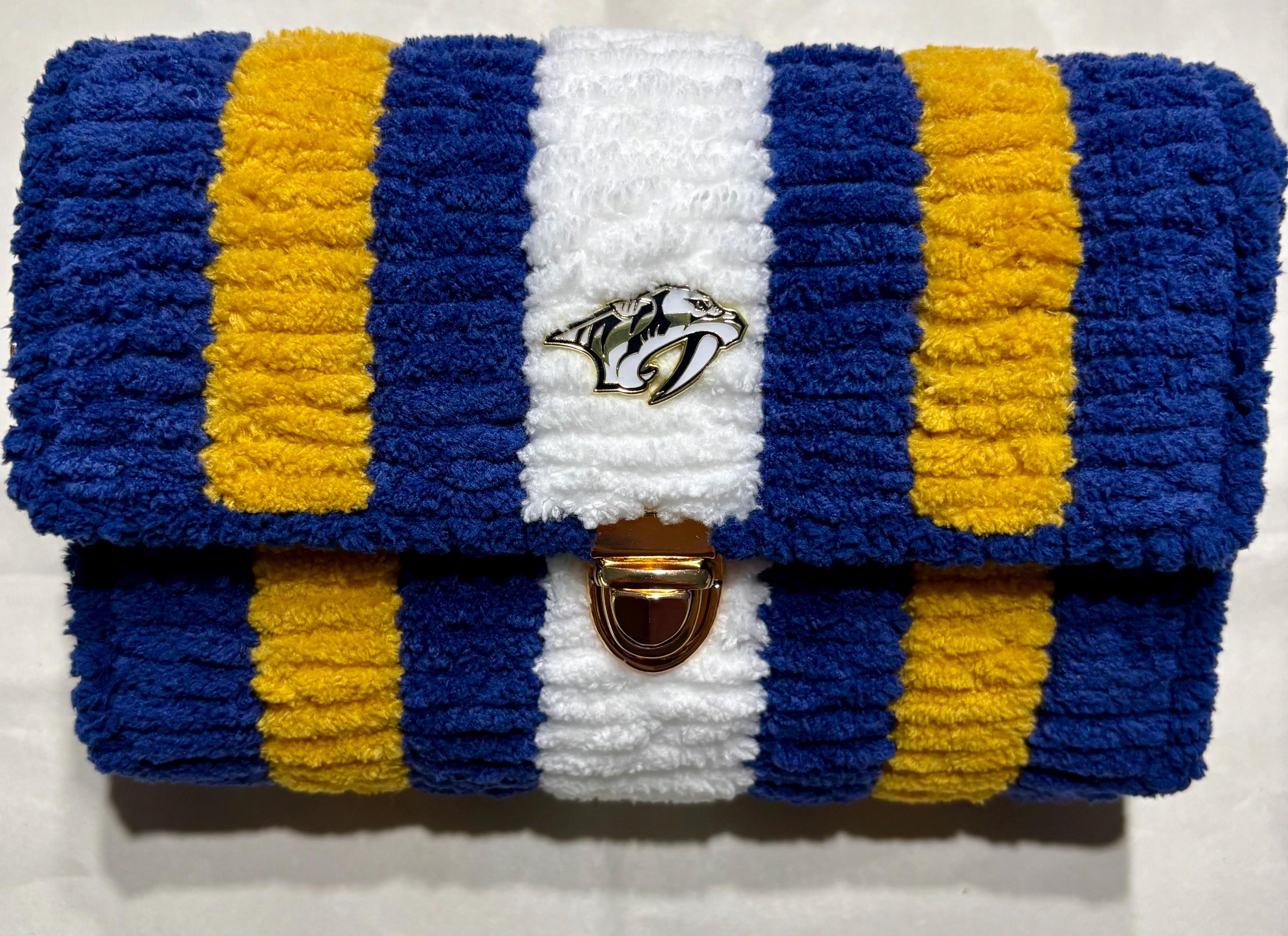 Nashville Predators Inspired Crossbody Purse – Handmade Crochet Fan Bag