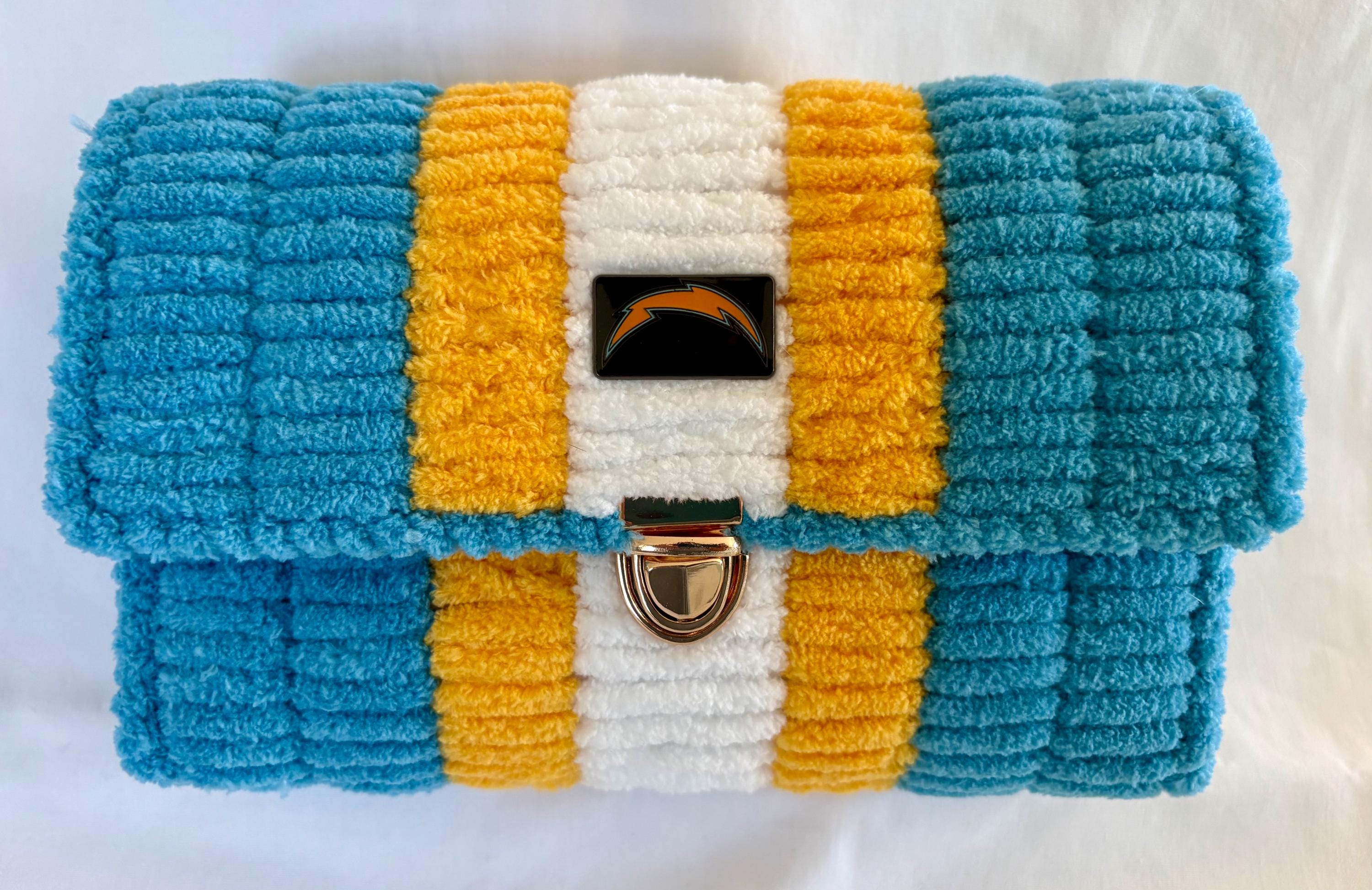 Los Angeles Chargers Inspired Crossbody Purse – Handmade Chenille Game Day Bag – NFL Fan Gift