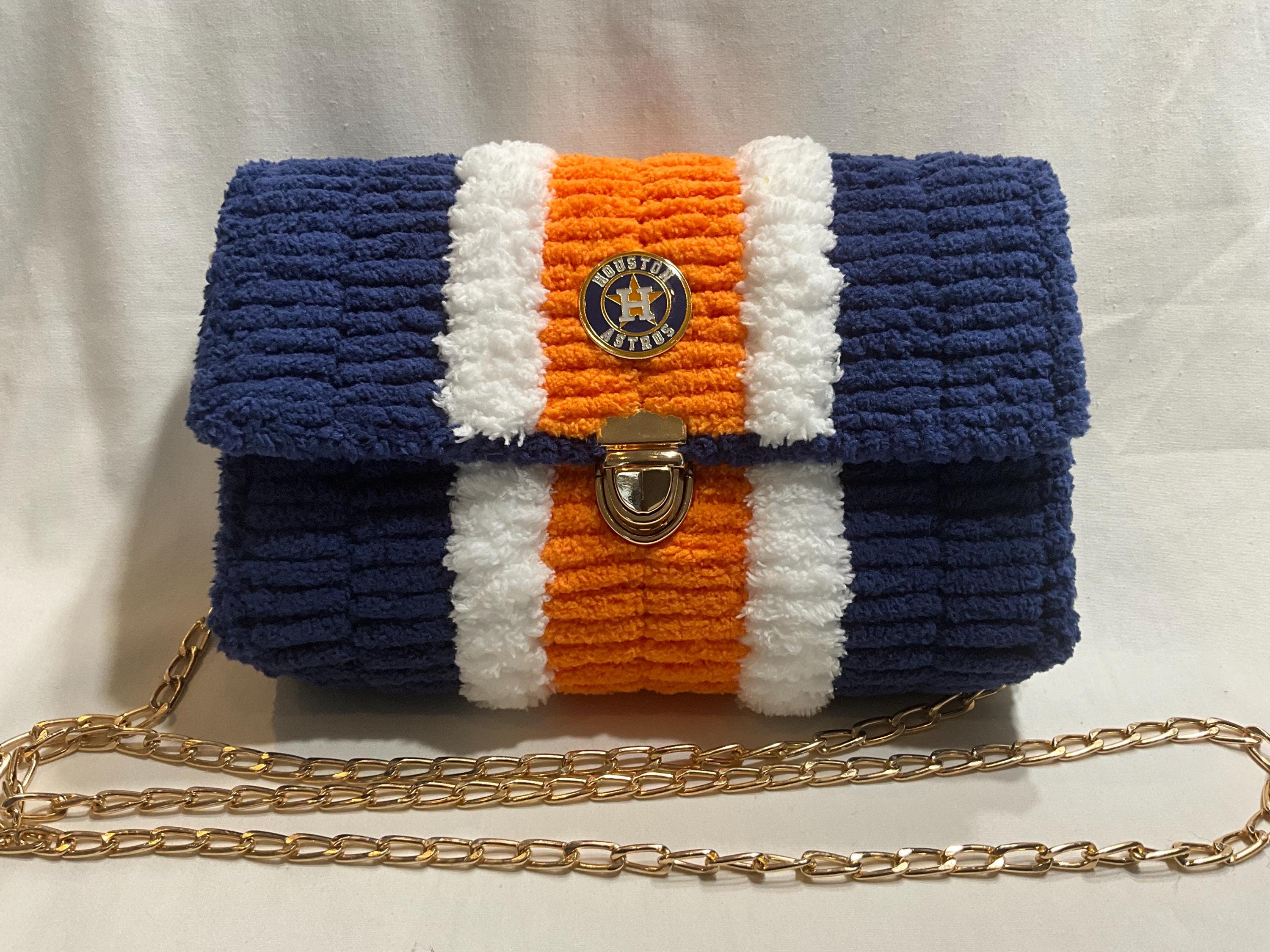 Houston Astros Inspired Crossbody Purse – Handmade Crochet Fan Bag