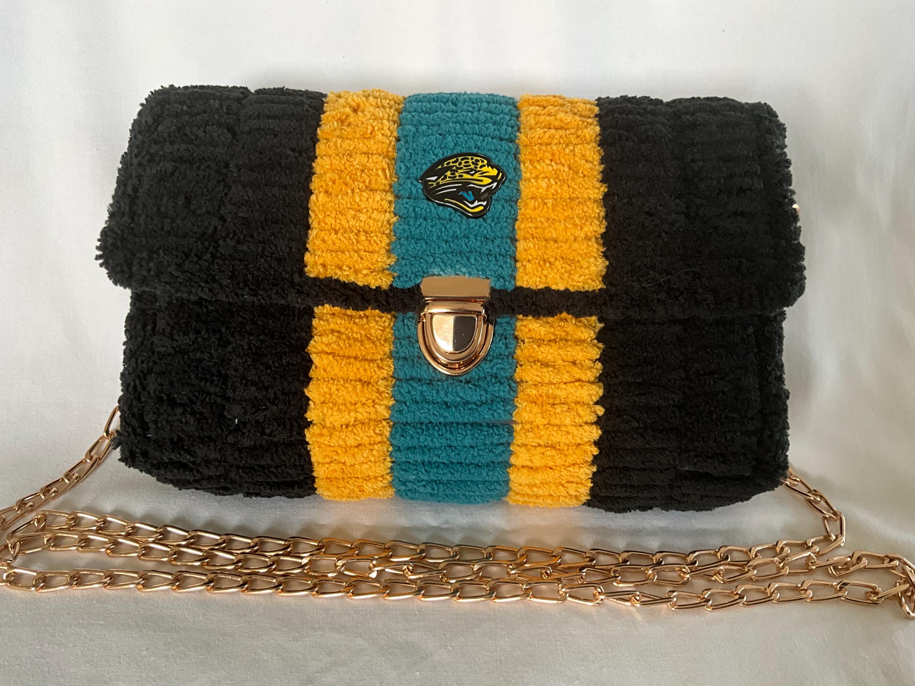 Jacksonville Jaguars Inspired Crossbody Purse – Handmade Chenille Game Day Bag – NFL Fan Gift