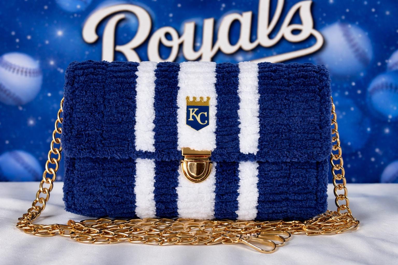 Kansas City Royals Inspired Crossbody Purse – Handmade Crochet Fan Bag