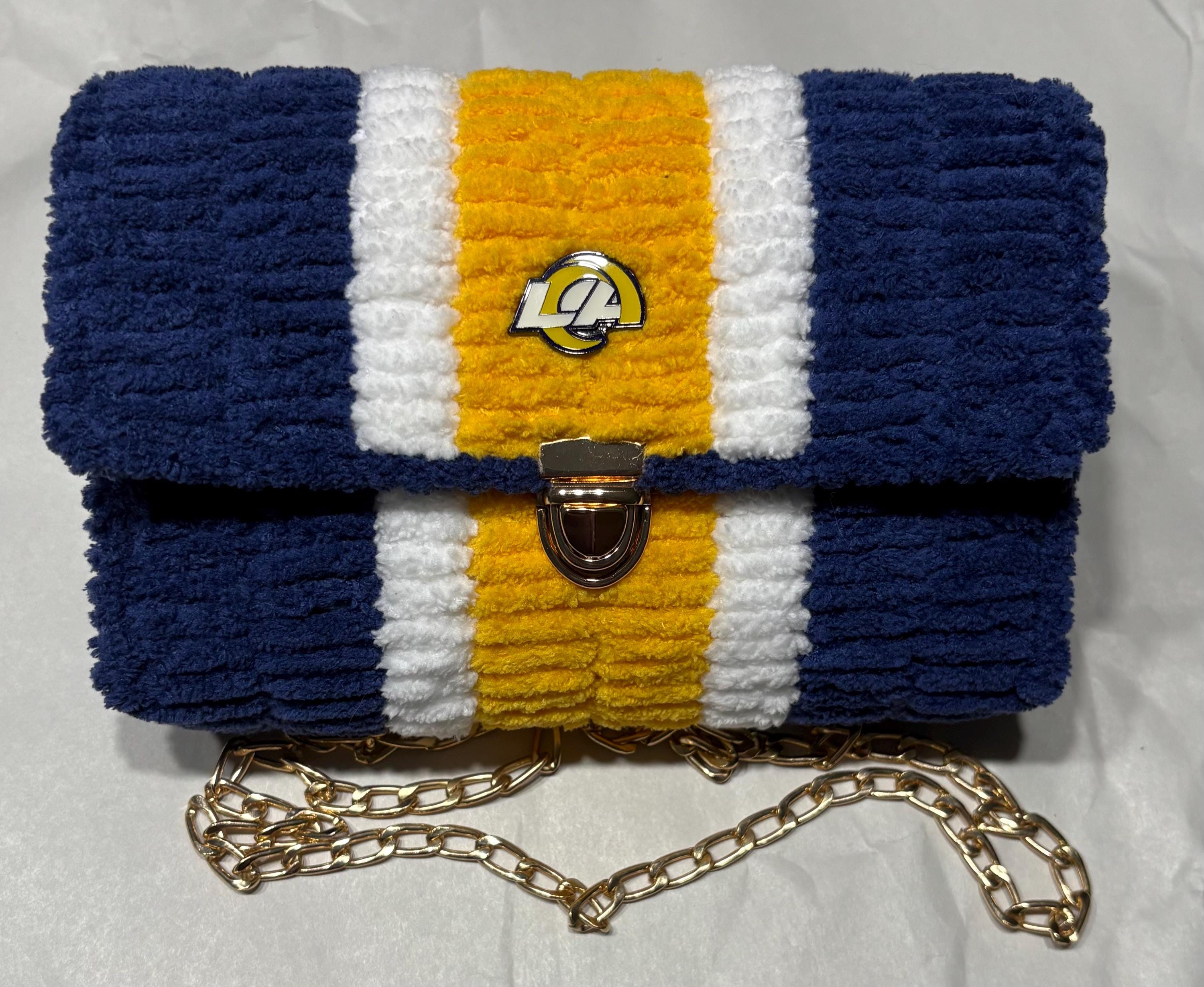 Los Angeles Rams Inspired Crossbody Purse – Handmade Chenille Game Day Bag – NFL Fan Gift