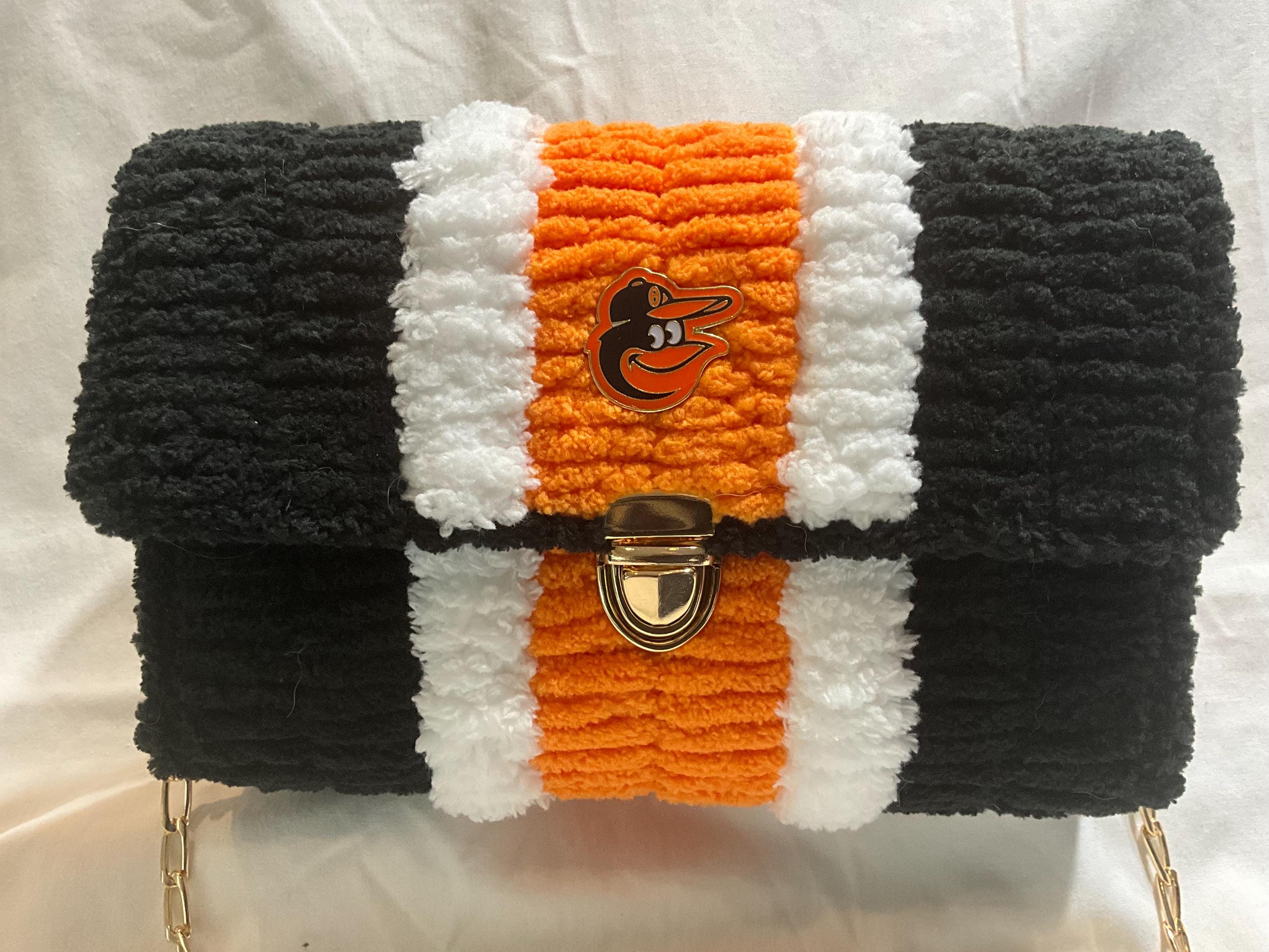 Baltimore Orioles Inspired Crossbody Purse – Handmade Crochet Fan Bag