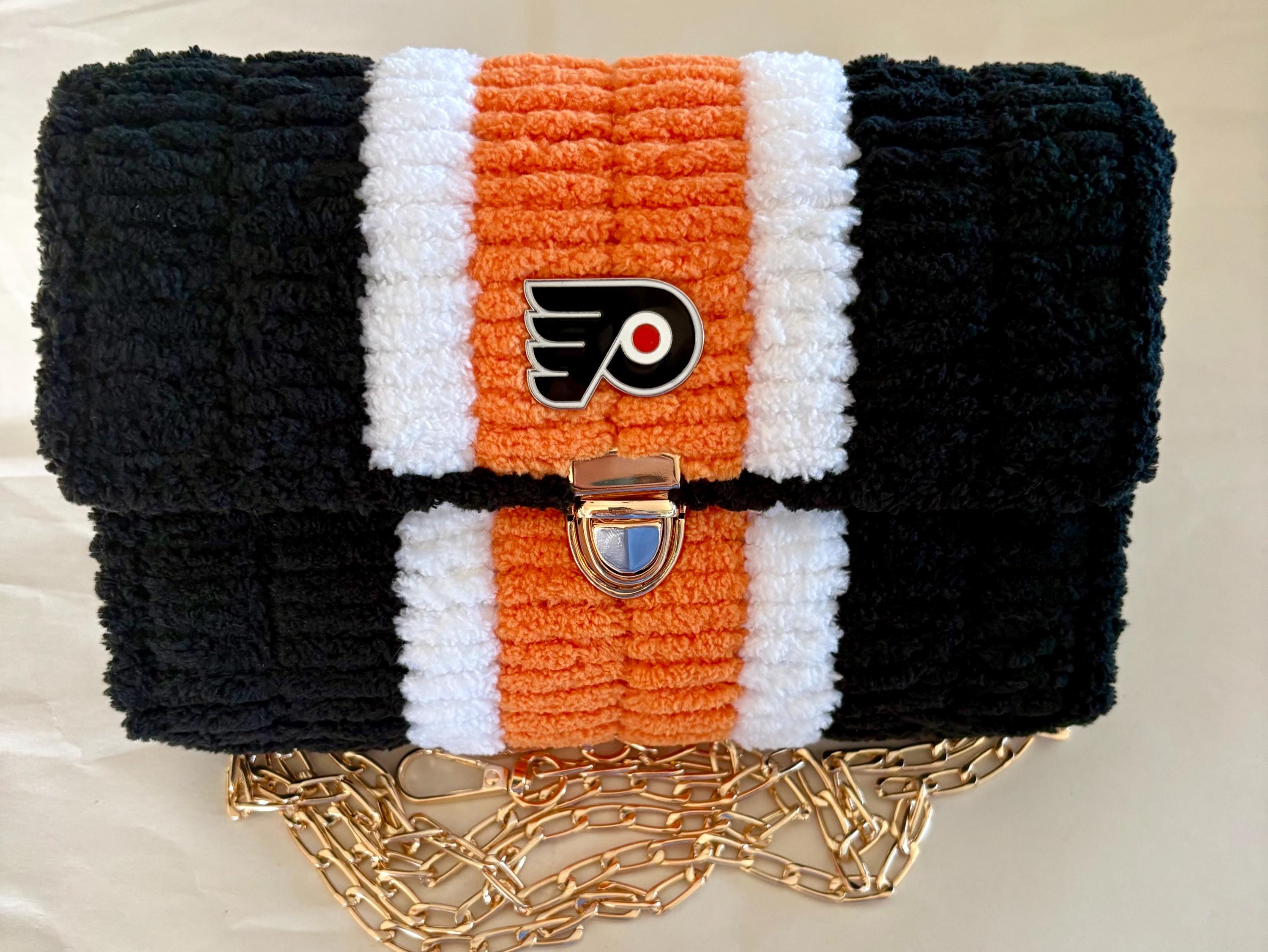 Philadelphia Flyers Inspired Crossbody Purse – Handmade Crochet Fan Bag