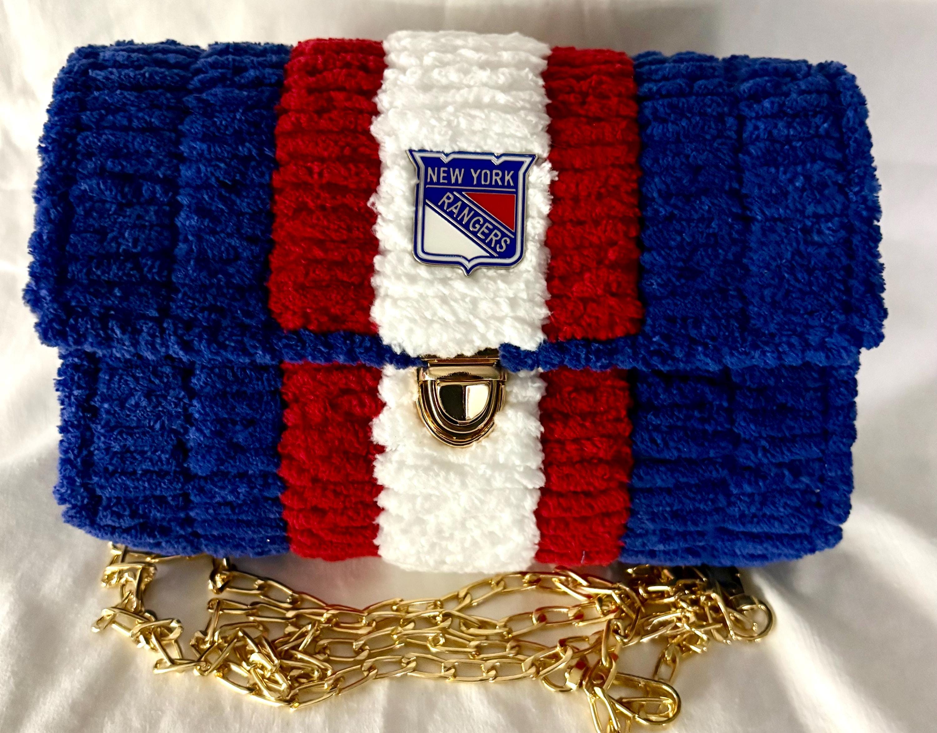 New York Rangers Inspired Crossbody Purse – Handmade Crochet Fan Bag